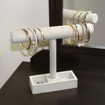 Salotto Display per gioielli in legno T-Bar con vassoio di 2 compartimenti