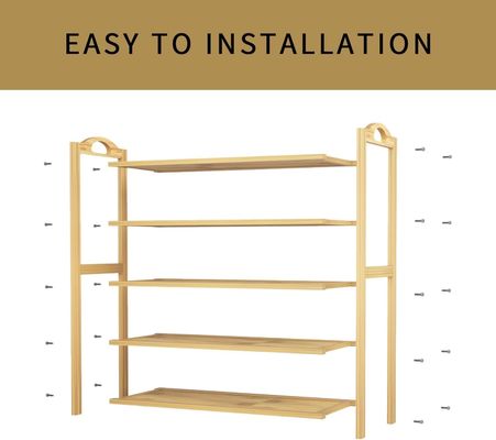 Scaffale per scarpe in bambù naturale in legno a 5 livelli scaffale di stoccaggio impilabile per OEM multifunzione