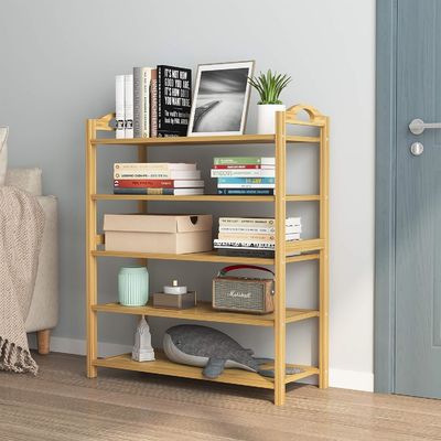 Scaffale per scarpe in bambù naturale in legno a 5 livelli scaffale di stoccaggio impilabile per OEM multifunzione