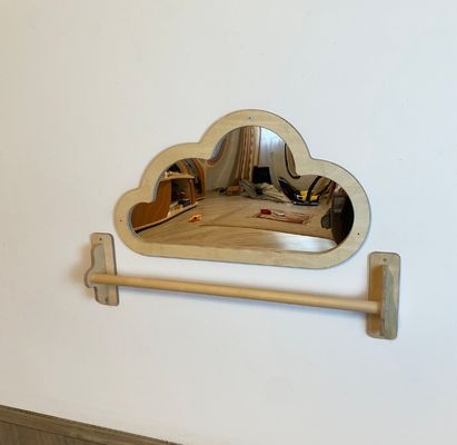 Specchio Montessori Tirare su Bar di legno e Baby Specchio pavimento per l'ottimizzazione dello spazio