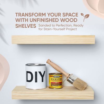 Set di 2 ripiani galleggianti in legno di casa di campagna rustica 16 x 6,5 x 1,75 pollici Design moderno