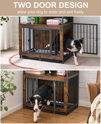 Cassa per cani in legno interna 202406 doppia porta Cage per cani grande con vassoio anti scivolamento