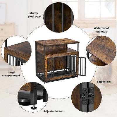 Cassa per cani in legno interna 202406 doppia porta Cage per cani grande con vassoio anti scivolamento