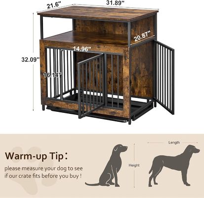 Cassa per cani in legno interna 202406 doppia porta Cage per cani grande con vassoio anti scivolamento