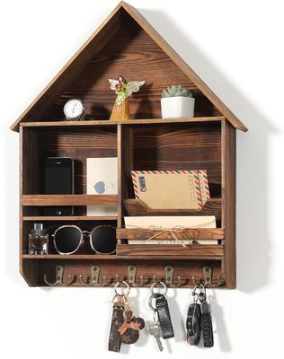 Facile da installare Decorative chiavi in legno hanging Rack con 5 doppi ganci Logo personalizzato