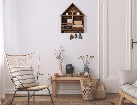 Facile da installare Decorative chiavi in legno hanging Rack con 5 doppi ganci Logo personalizzato