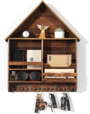 Facile da installare Decorative chiavi in legno hanging Rack con 5 doppi ganci Logo personalizzato