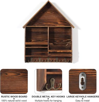 Facile da installare Decorative chiavi in legno hanging Rack con 5 doppi ganci Logo personalizzato