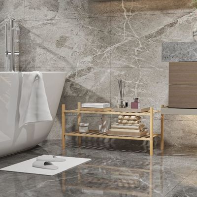 Organizzatore di scaffalatura per scarpe impilabile in bambù multifunzionale a due livelli per un design funzionale