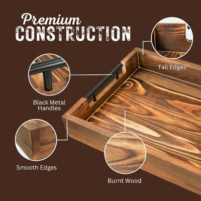 Piatto di legno con maniglie metalliche per il soggiorno