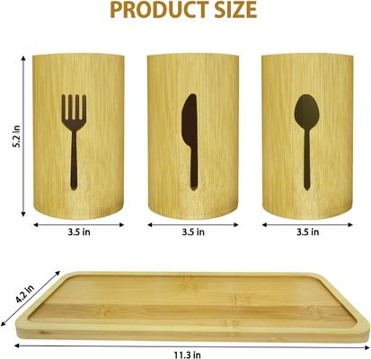 Tipo di installazione Portatore di utensili di bambù in piedi con organizzatore di posate in legno