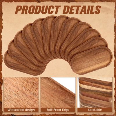 Piatto di legno ovale da 10 pollici con rivestimento di olio vegetale e colore di legno naturale