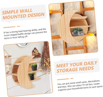 Risparmiare spazio con montaggio di parete di luna di legno scaffali galleggianti Soluzione di stoccaggio sostenibile