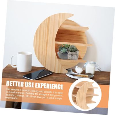 Risparmiare spazio con montaggio di parete di luna di legno scaffali galleggianti Soluzione di stoccaggio sostenibile