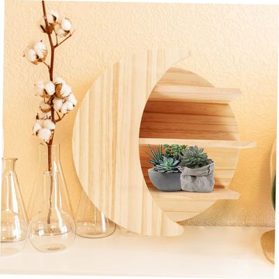 Risparmiare spazio con montaggio di parete di luna di legno scaffali galleggianti Soluzione di stoccaggio sostenibile