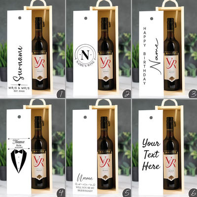 Ordine personalizzato accettato scatola di vino in legno con incisioni acriliche e coperchio scorrevole