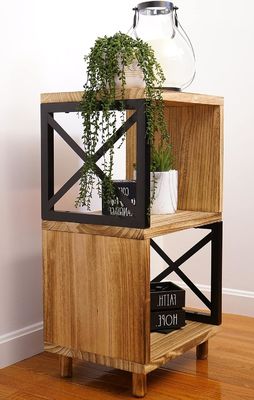 Corno di legno naturale Soggiorno Metallo Tavolo da letto moderno per piccoli spazi