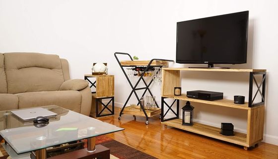 Corno di legno naturale Soggiorno Metallo Tavolo da letto moderno per piccoli spazi