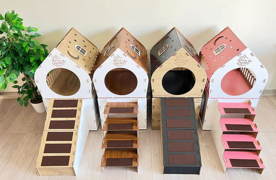 Arredamento per gatti moderno con forma personalizzata Casa di coniglio in legno per gatti e piccoli animali