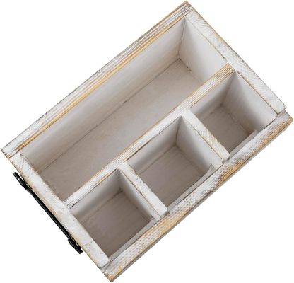 Rack non pieghevole per utensili e tovaglioli Manicotti in metallo nero in legno massello bianco lavato