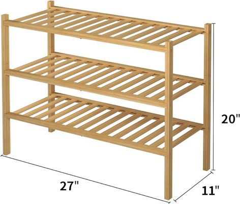 Home Storage Scatola per scarpe in legno per piccoli spazi 3 livelli Organizzatore di scaffali per scarpe in bambù