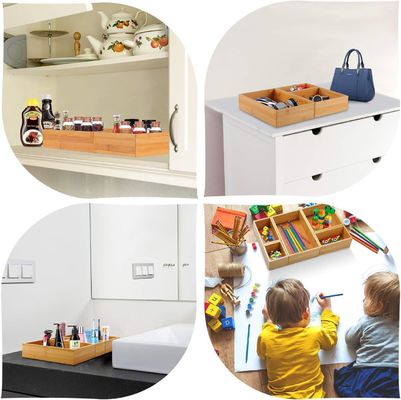 3 spessore di filo 5 pezzi Bambù cassetto organizzatore set per ufficio di stoccaggio di varie dimensioni