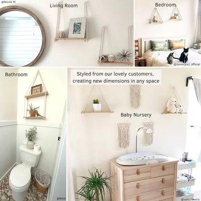 Mensola a parete in legno Set di 2 mensole galleggianti per idee di organizzazione del bagno