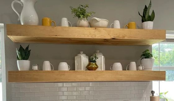 Stile rustico ripiani galleggianti in legno spessore 3 pollici profondità 10 pollici personalizzabili OEM ODM