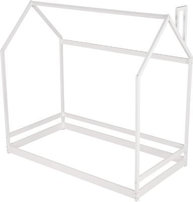 Mobili per camere da letto per bambini Letto a terra a due dimensioni con design di casa in legno e telaio a baldacchino