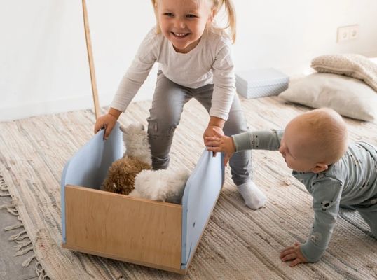 Scatola di giocattoli in legno su ruote personalizzata per la vostra richiesta per l'organizzazione di giocattoli per bambini