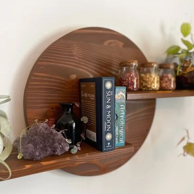 Scaffale a parete in legno telaio a cristallo a telaio galleggiante