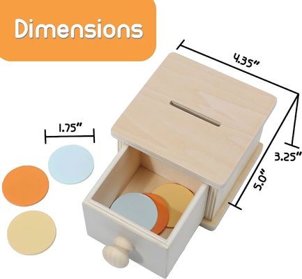 Giocattolo da monete in legno per bambini Piccolo quadrato personalizzato di pino Legno artigianale