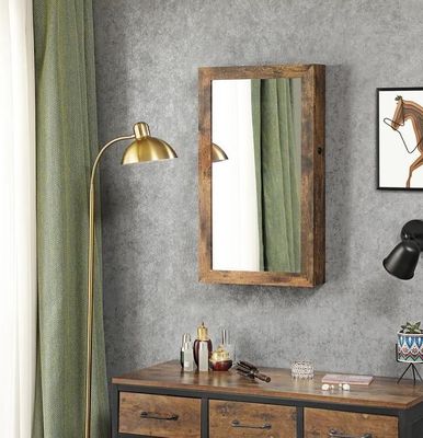 Ambientale Armadio per gioielli montato a muro/porta con specchio a tutta lunghezza e 6 LED