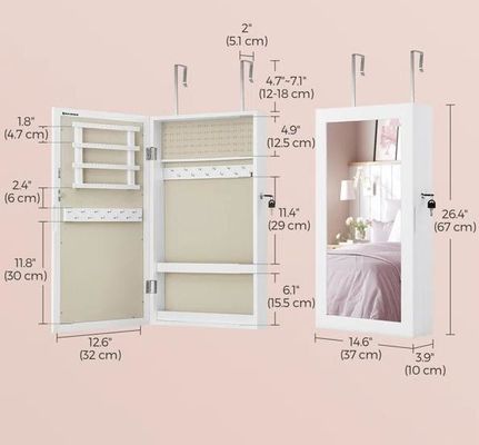 Servizio personalizzato Armadio gioielli bianchi con 6 cassetti e struttura in legno massello