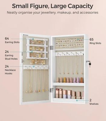 Servizio personalizzato Armadio gioielli bianchi con 6 cassetti e struttura in legno massello