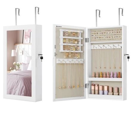 Servizio personalizzato Armadio gioielli bianchi con 6 cassetti e struttura in legno massello