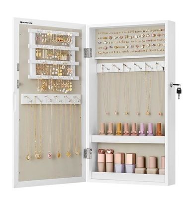 Servizio personalizzato Armadio gioielli bianchi con 6 cassetti e struttura in legno massello