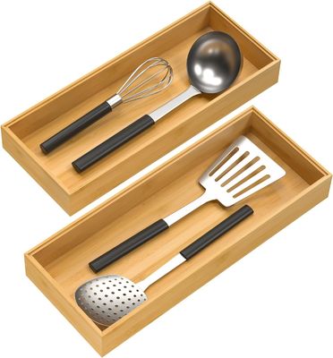 Set di 2 organizzatori di cassetti in bambù per cucina 15" x 6" x 2" Eco-friendly and durable