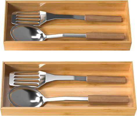 Set di 2 organizzatori di cassetti in bambù per cucina 15" x 6" x 2" Eco-friendly and durable