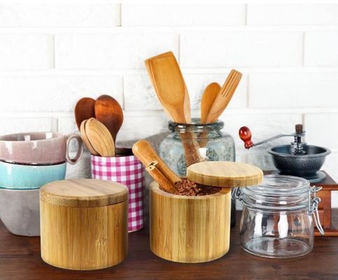 Dimensioni personalizzate Capo in legno contenitore di zucchero da tè contenitore di cibo scatola di stoccaggio vaso Vaso di spezie