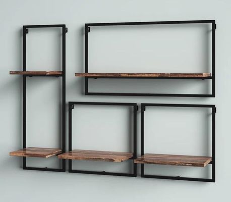 Servizio personalizzato Di legno di pino Colore galleggiante di parete appesa Mensole in ferro per il display in camera da letto