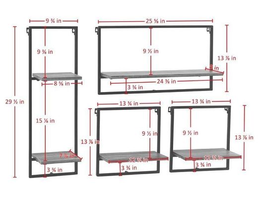 Servizio personalizzato Di legno di pino Colore galleggiante di parete appesa Mensole in ferro per il display in camera da letto