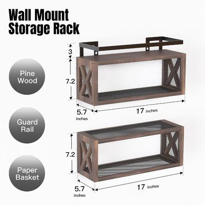 Risparmia spazio con ripiani di legno galleggianti e corrimano in stile agriturismo rustico marrone