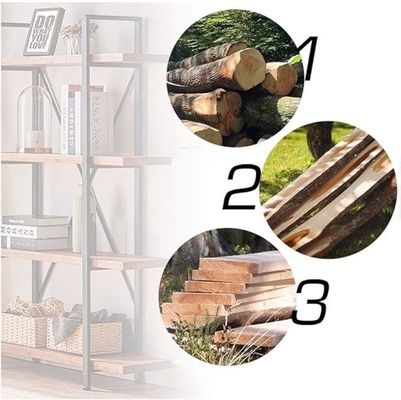 Rettangolo 4 Livello naturale 4 Mensola Rustica Massello Legno Reale Mensola Metallica Libreria Arredamento Salotto