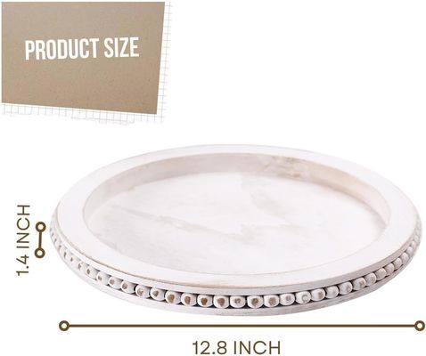 Piatto di legno decorativo personalizzato con perline di design bianco calcato offerto campione gratuito