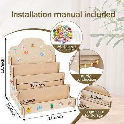 Dimensioni personalizzate di legno massello 4 livelli di visualizzazione Stand per biglietti di auguri Adesivi e cartoline