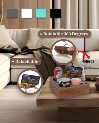 Logo personalizzato Soft Silicone Acacia Divano di Legno Caddy per snack bevande telecomando