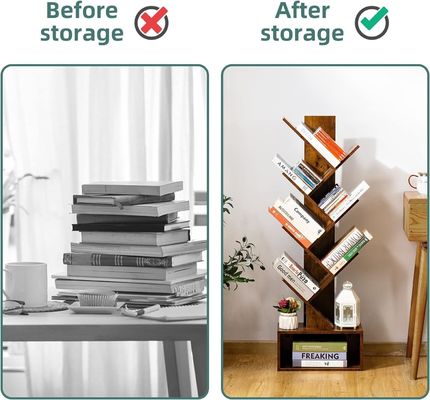 Manifattura 6 Mensola Retro Pavimento Libreria in piedi Alte Mensole di libro in legno Mensola organizzatrice Mensole