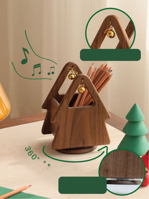 Organizzatore da scrivania in forma di albero di Natale in legno per utensili e utensili per ufficio