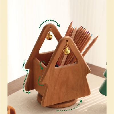 Organizzatore da scrivania in forma di albero di Natale in legno per utensili e utensili per ufficio